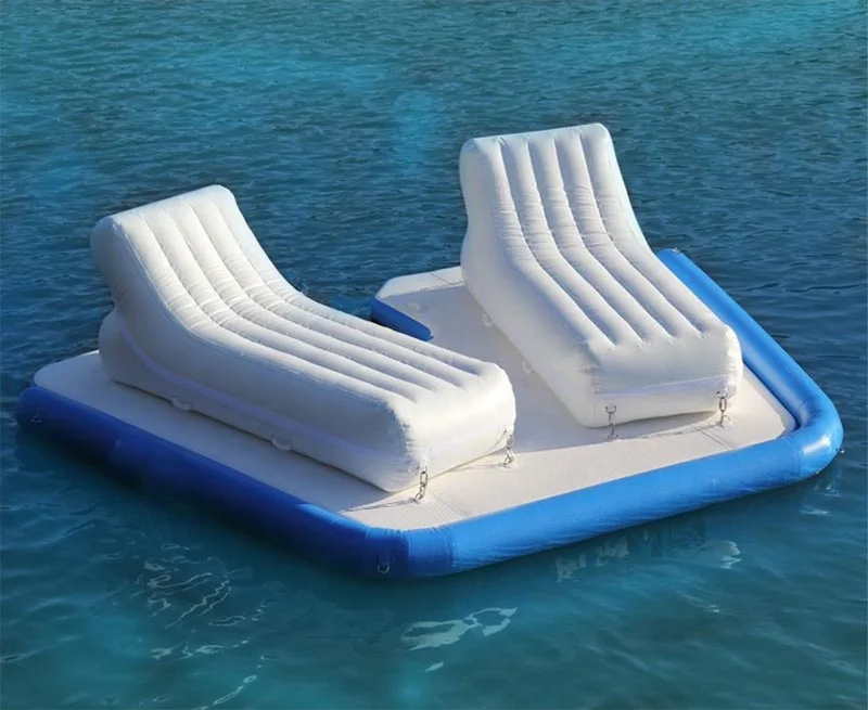 

Float inflatable dock with deck chair water toys Inflatable water platform chaise lounge