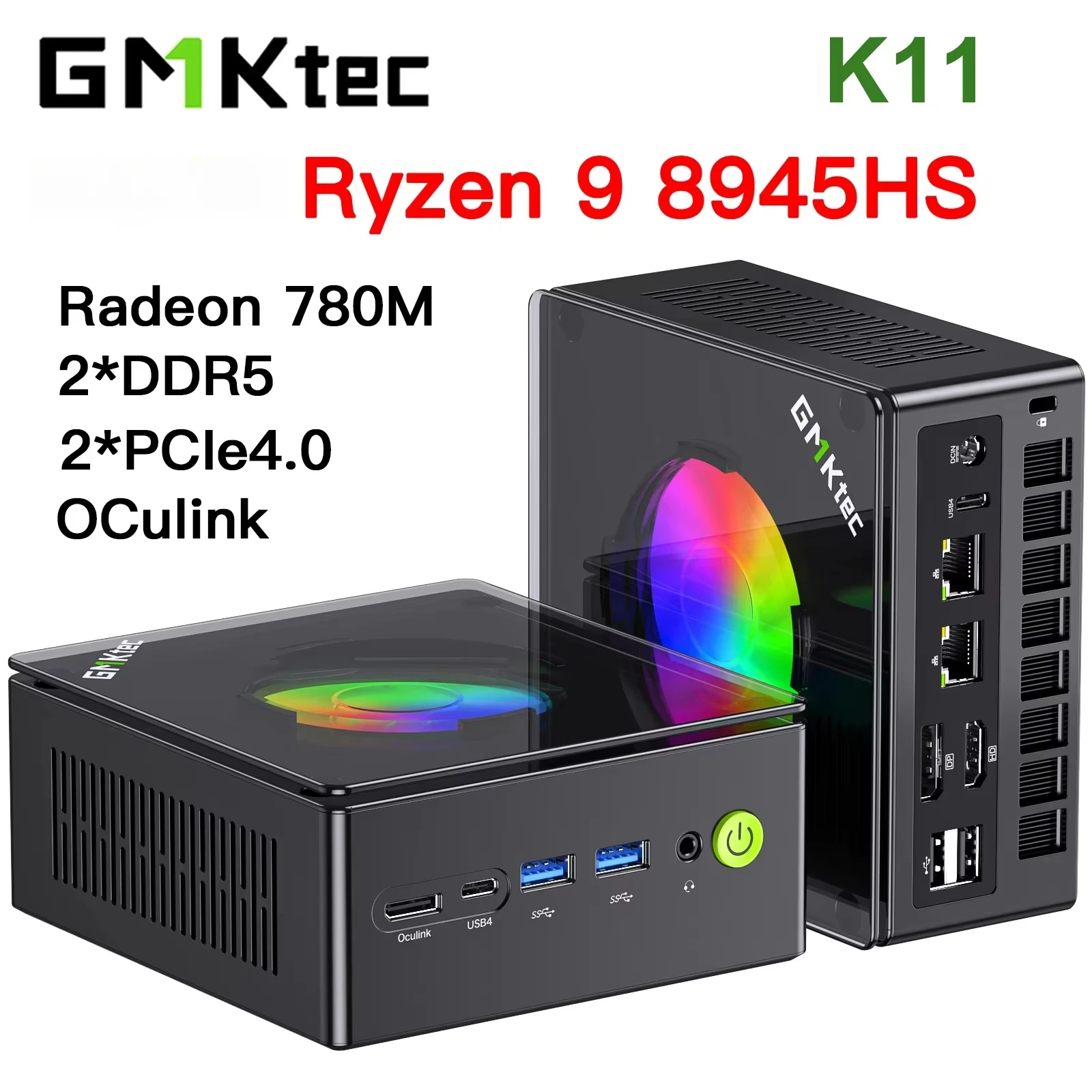 GMKtec K11 Ryzen 9 8945HS Mini PC Radeon 780M Windows 11 Pro DDR5 32GB 1TB SSD WIFI6 BT5.2 2.5G Lan MINI PC Gamer Computer