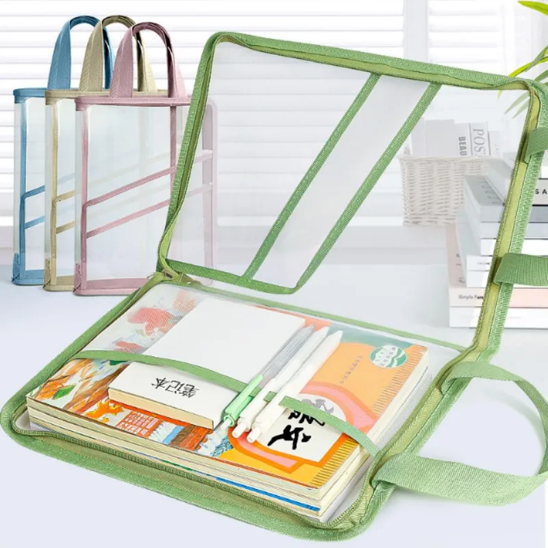 1PC Transparent Document Folder Bag Double Layer File Folders Capacity Portable Subject Classification Homework Filing Products