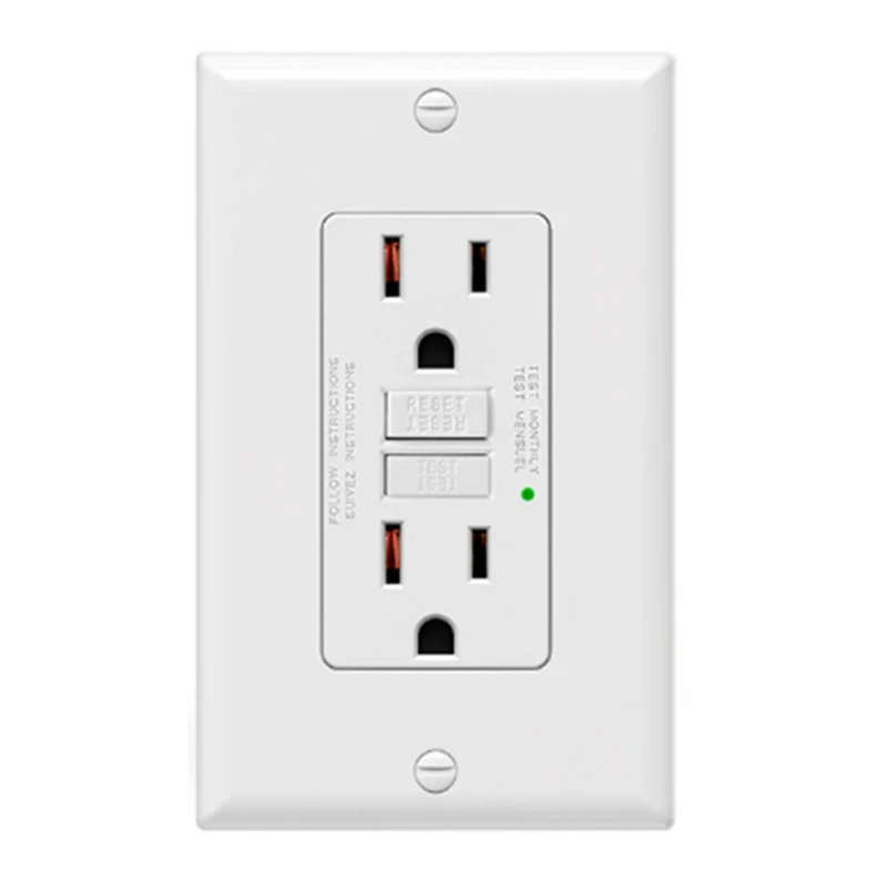 5 แพ็ค GFCI Outlets 15 แอมป์,Non-Tamper Resistance,ตกแต่ง GFI เต้ารับพร้อมไฟ LED,GROUND Fault Circuit Interrupter