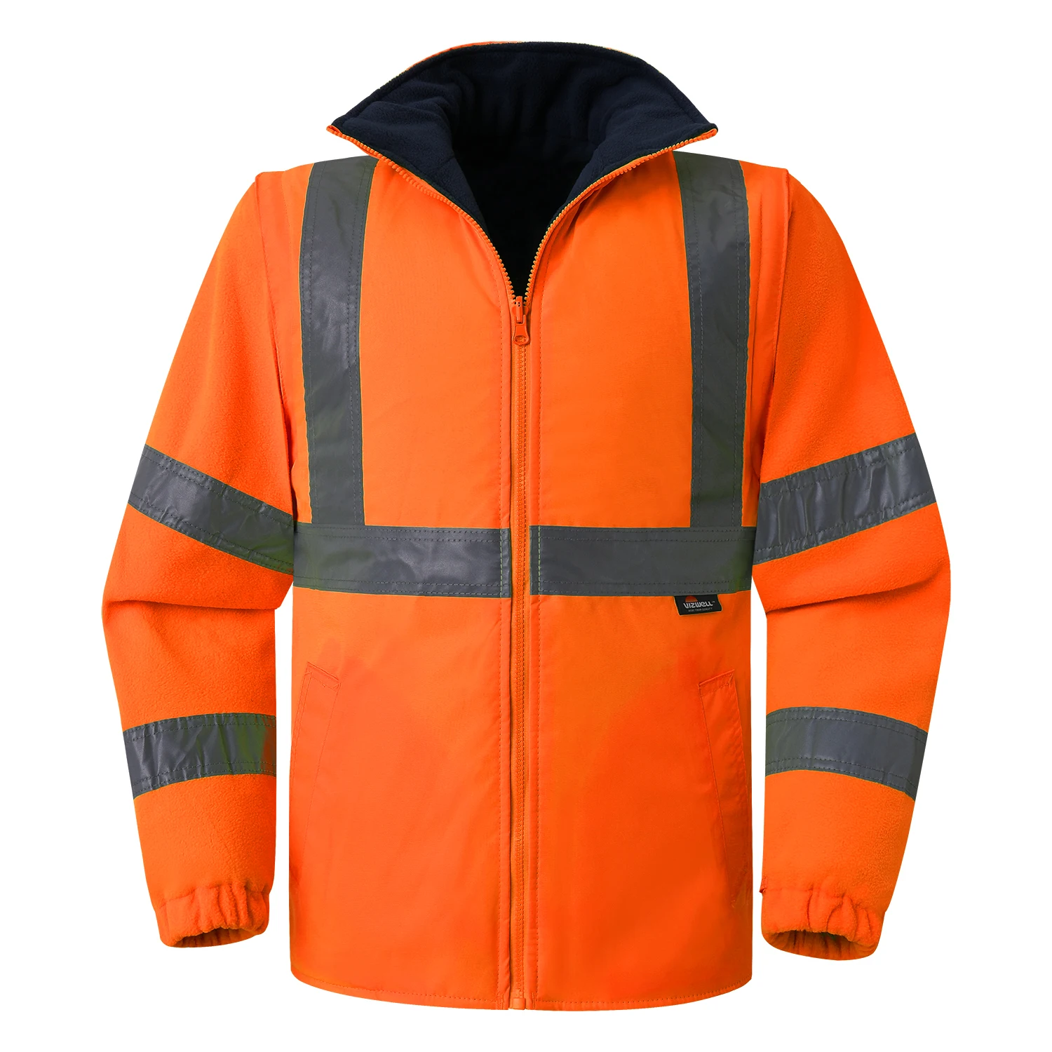 Hi Vis Workwear Bomber Jacket Waterproof with Detachable Linner ANSI Navy Bottom High Visibility Lime Thermal Bomber Jacket 5XL