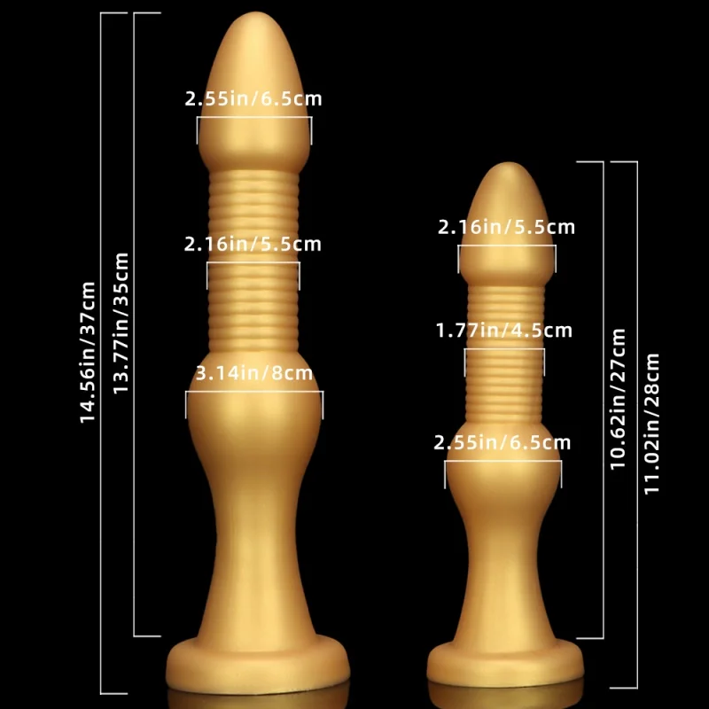 Long Anal Toys Dildos Gold Silicone Butt Plug Masturbator Vaginal Anal Dilator Sex Toys For Women Men Sex Products Adult 18