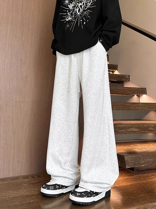 American Decosition Color Knife Sweatpants Men's Loose Straight Leg Wide Leg Sport Long Trousers for Spring Autumn