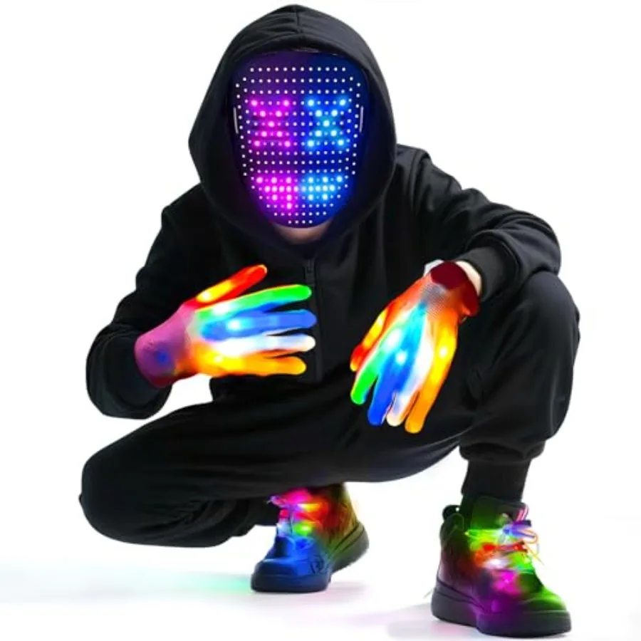 

Набор из 3 светодиодных масок с датчиками жестов, подарки для подростков, крутые новогодние игрушки, светящиеся маски, перчатки и шнурки X