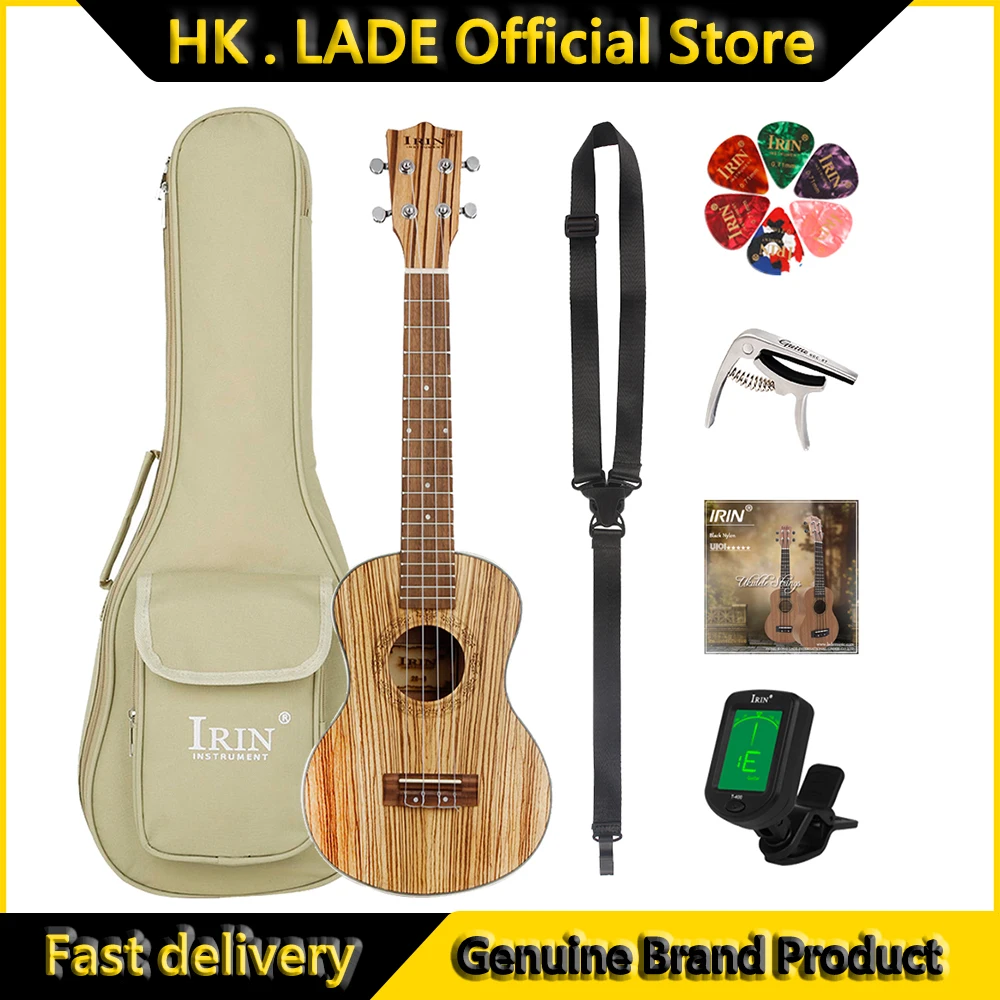 IRIN 21 Inch Zebra Wood Ukulele 4 Strings Hawaiian Guitar Soprano Ukulele With Bag Tuner Strings Capo Guitar Parts & Accessories