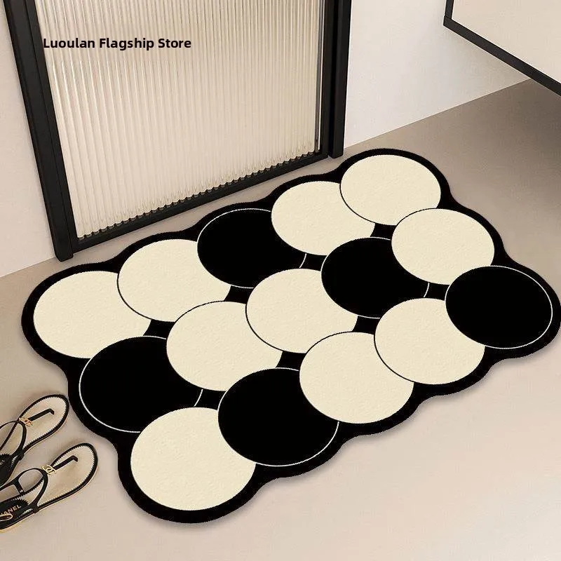 

Non-Slip Leather Batoom Mat Asymmetric Design Absorbent for Bath Room Entrance Wet And Dry Separation Home Park Use