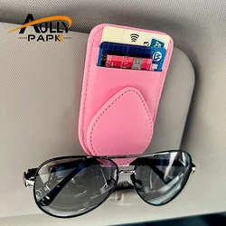 Leather Car Sun Visor Glasses Case Holder Sunglasses Clip Mount Multifunction Portable Storage Auto Interior Accessories Woman