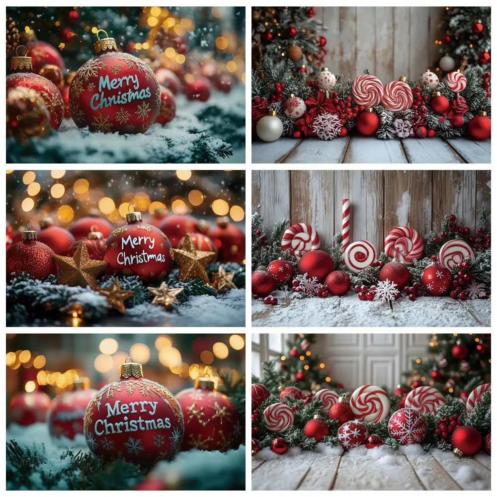 

Merry Christmas Photography Backdrop Red Bells Candies Baby Kids Portrait Family Xmas Party Photocall Background Decor Banner