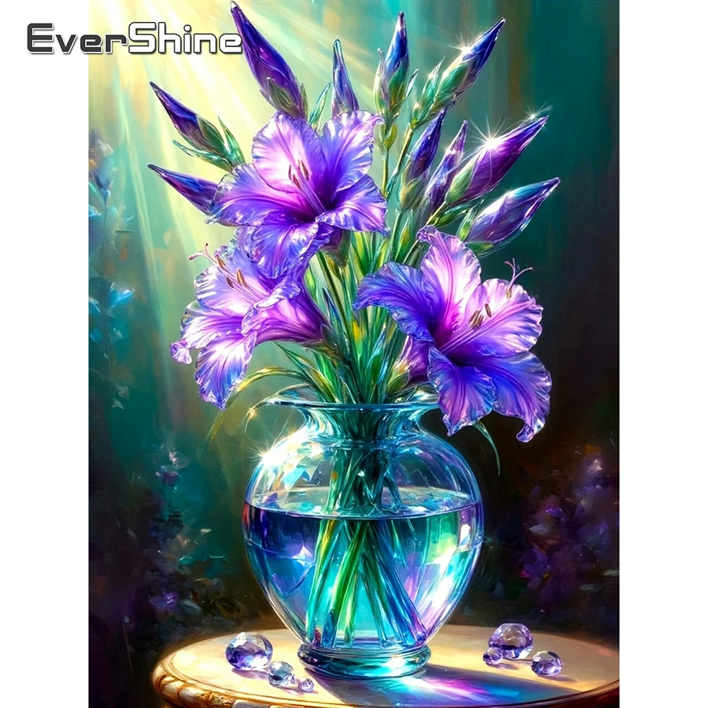 Evershine Diamant-Stickerei, Iris, voller Bohrer, DIY, quadratisch, Diamant-Gemälde, Blume, Strasssteine, Bild, Mosaik, handgefertigtes Geschenk