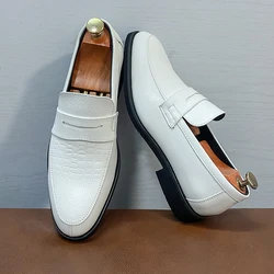 Patchwork White Leather Dress Shoes Men's Spring Autumn Breathable Formal Business Derby Shoes Man Casual English Shoes for Men