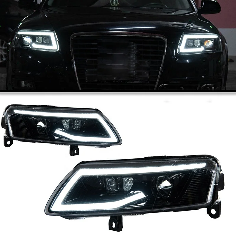 Racing Parts Cars Bus Headlight AQD08 Led Headlight Assembly 30W Car Headlight Strip Modification Light for Audi A6 C6 2005-2011