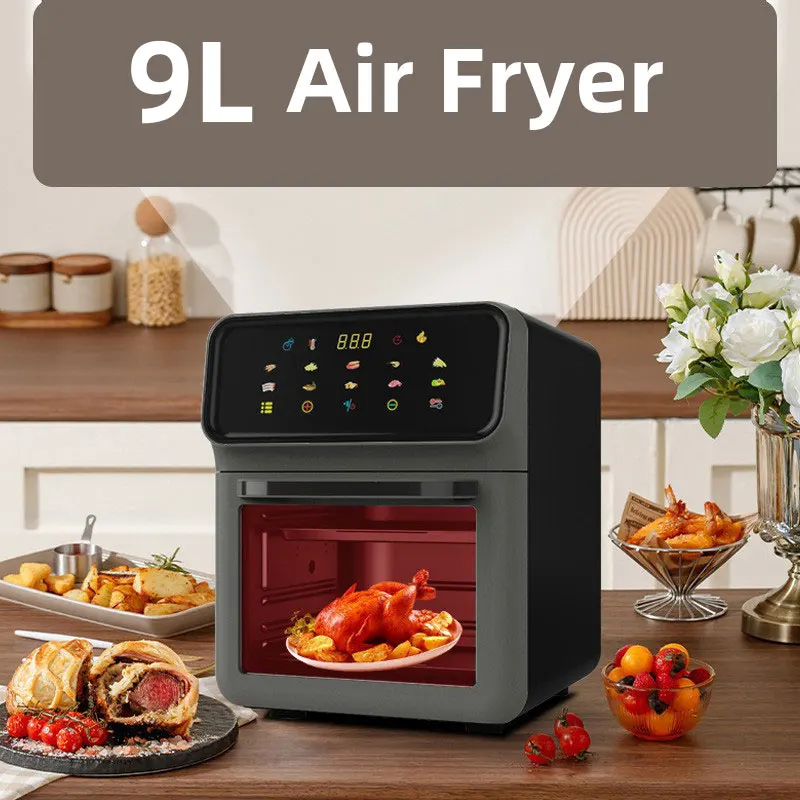 Air Fryer,9L  Large Capacity Electric Oven, Household Oil-Free Automatic Kitchen Baking Convection Deep Fryer