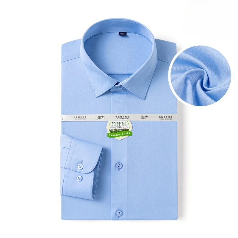 

8XL Bamboo Fiber Work Man Shirt Long Sleeve Easy Care White Shirt for Man Long Sleeve Slim Fit Soft Cozy Business Casual Office