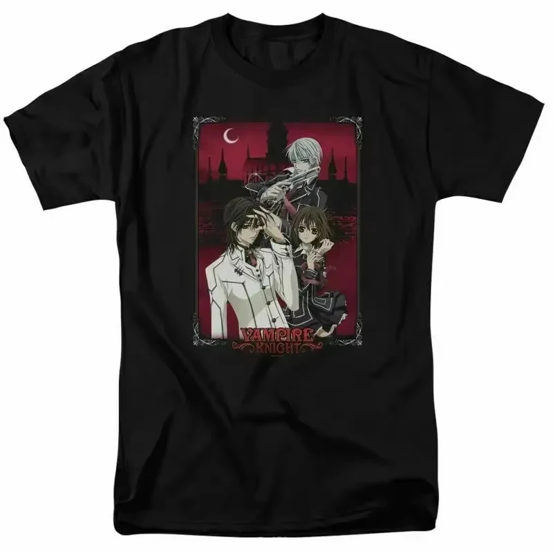 Vampire Knight Castle Pose T Shirt Men Women Cartoon Graphic Black Cotton Casual Short Sleeve Anime Merch Tee