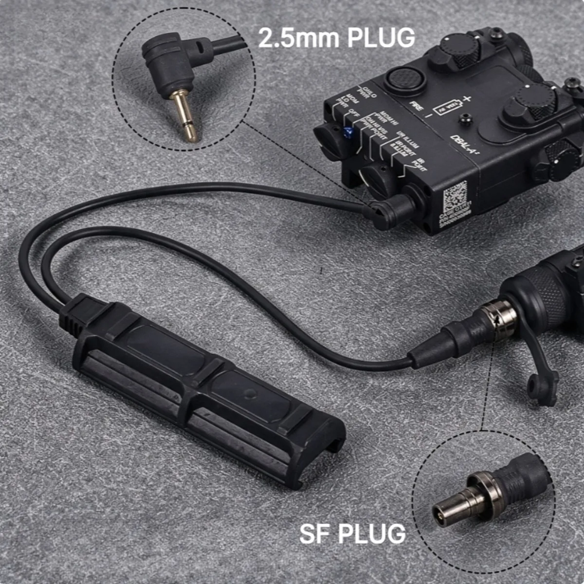Tactical Remote Dual Pressure Switch SF 2.5mm Dual Interface Fits PEQ DBAL M300 M600 Tactical Flashlights Hunting Accessories