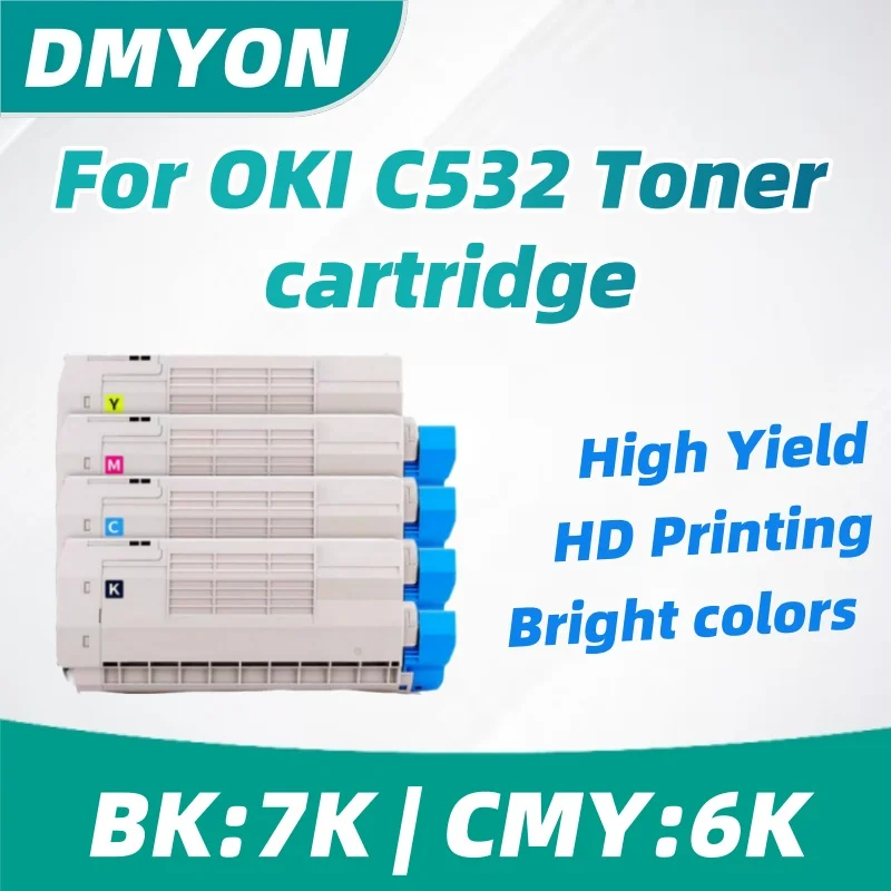4Color c532 Toner For OKI C532 C542 Printer MC563 Cartridge MC573 Toner CartridgeC301 C321 MC332dn MC342dn Mc563dn Mc573dn