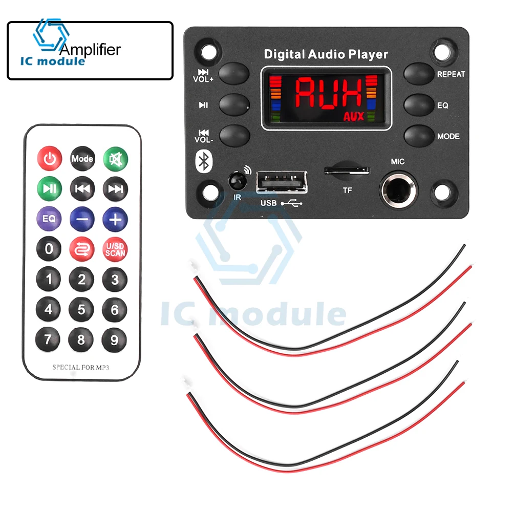 DC 12V Bluetooth Audio Decoder Board Audio Module USB FM Radio Lossless MP3 WMA WAV FLAC APE Decoder Board Module