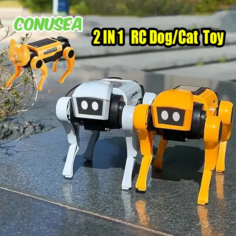 2 In 1 Solar Robot Dog Puppy Cat Science Experiment Diy Assembly Learning Education Robots Technological Gadgets Kit for Kids