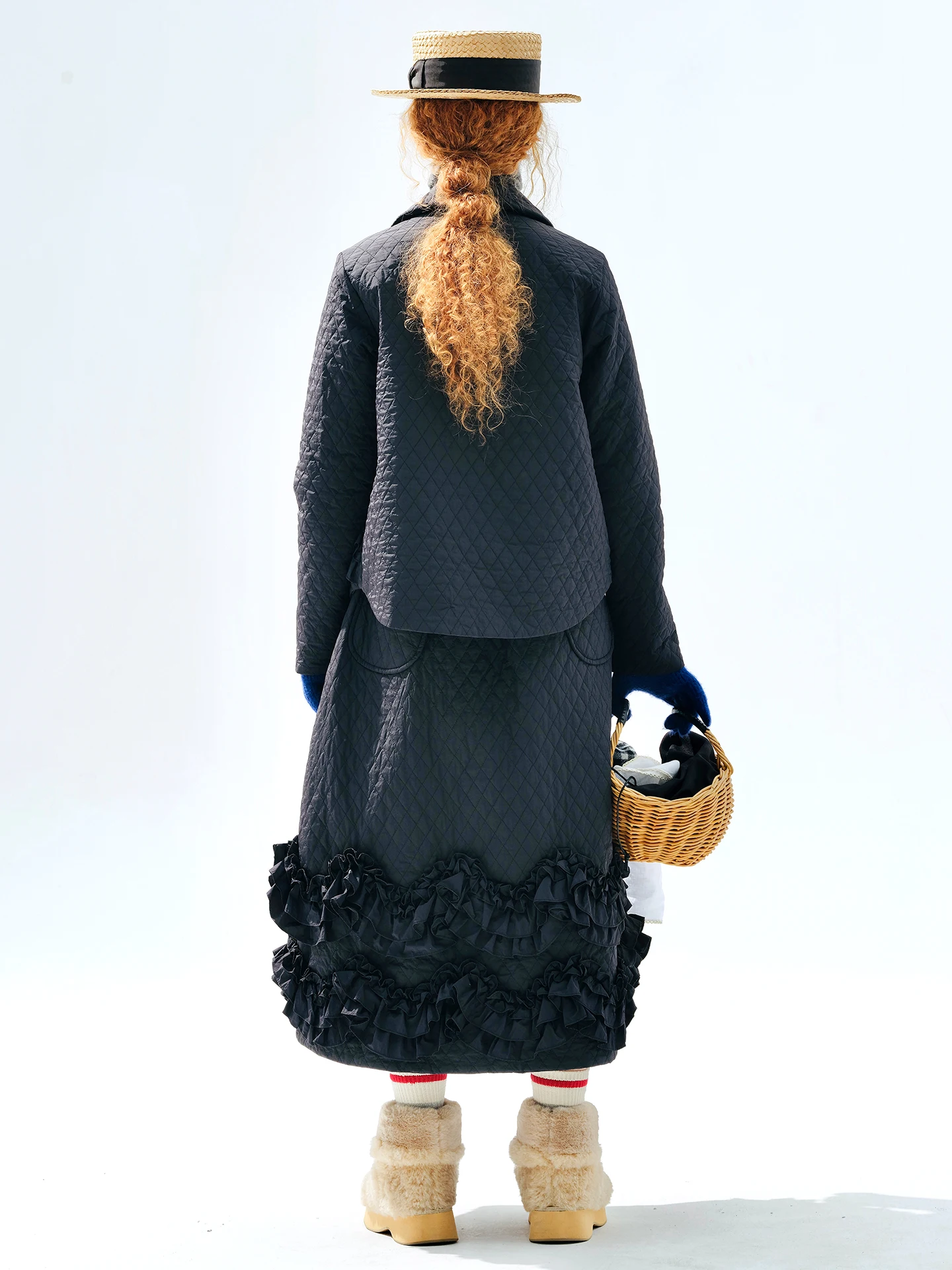 سترة نسائية قطنية برقبة دائرية - imakokoni 2025 نمط الشتاء، تخفيف يوميًا، زخرفة من الدانتيل، نسيج قطني 255299