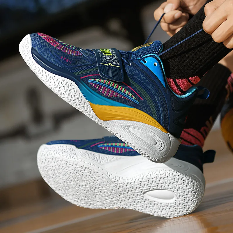 New casual wear-resistant breathable basketball shoes men combat anti-slip shock absorption thick sole youth sneakers