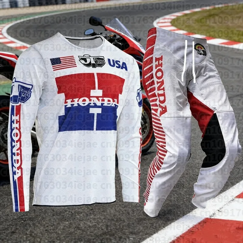

Honda Official Race Uniform Motorcycle Off-Road Outdoor Cycling Long Sleeve and Pant Autumn Men Jersey Oversized Breathable Set