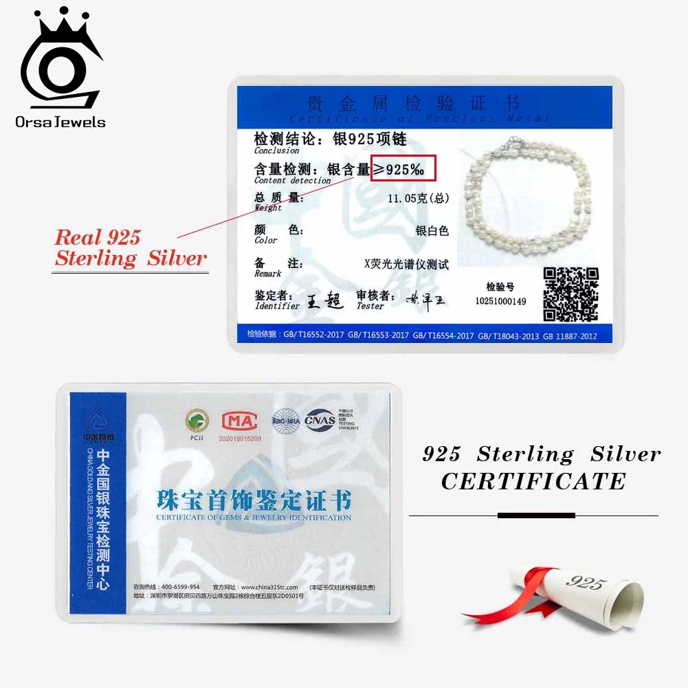 ORSA JEWELS Handmade 925 Sterling Silver Irregular Baroque Pearl Necklace for Women Bead Chokers Necklaces Jewelry GPN94