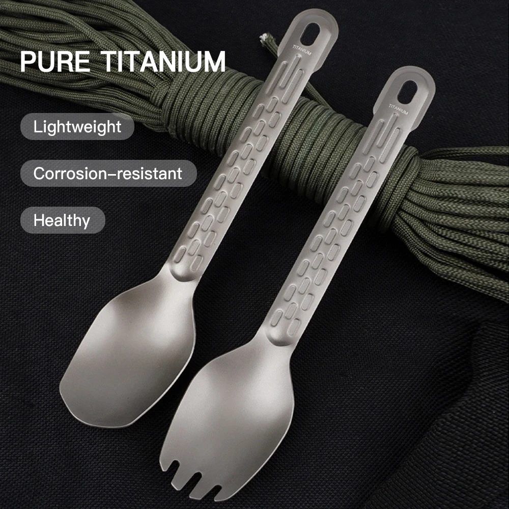 Titanium Spork Spoon Camping Dinner Spork Cutlery Flatware Outdoor Spork for Home Outdoor Camping Hiking Backpacking Picnic