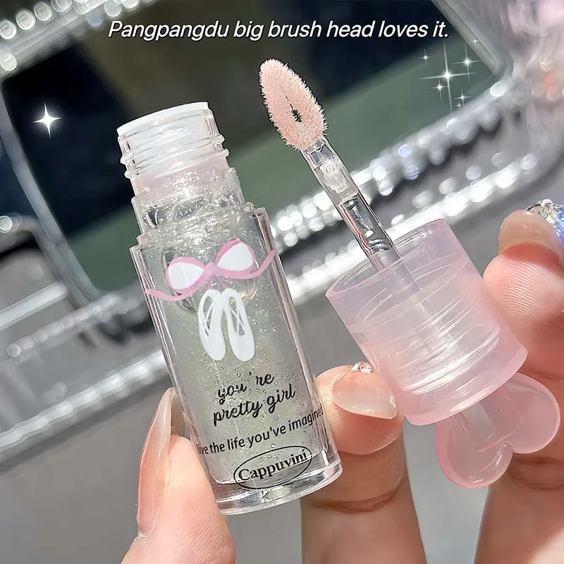 Cappuvini バレエ ガール ウォーター ライト グラデーション リップ オイル モイスチャライジング ファイン グリッター リップ グロス