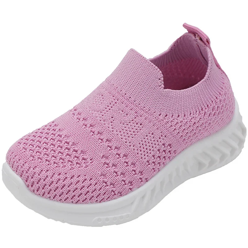 Children Knitted Shoes Soft Bottom Boys Girls Mesh Breathable Sneakers Wear and Off Easy Casual Kids Footwear Baby Casual Shoes