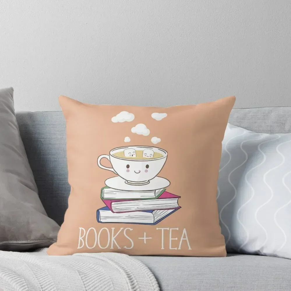 

Books + Tea Throw Pillow luxury decor Cushion Cover Luxury Decorative Cover For Living Room autumn decoration pillow