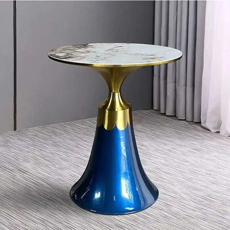 

Italian Rock Board Coffee Tables for Living Room New Round Ornaments Table Light Luxury Creative Designer Side Table for Balcony