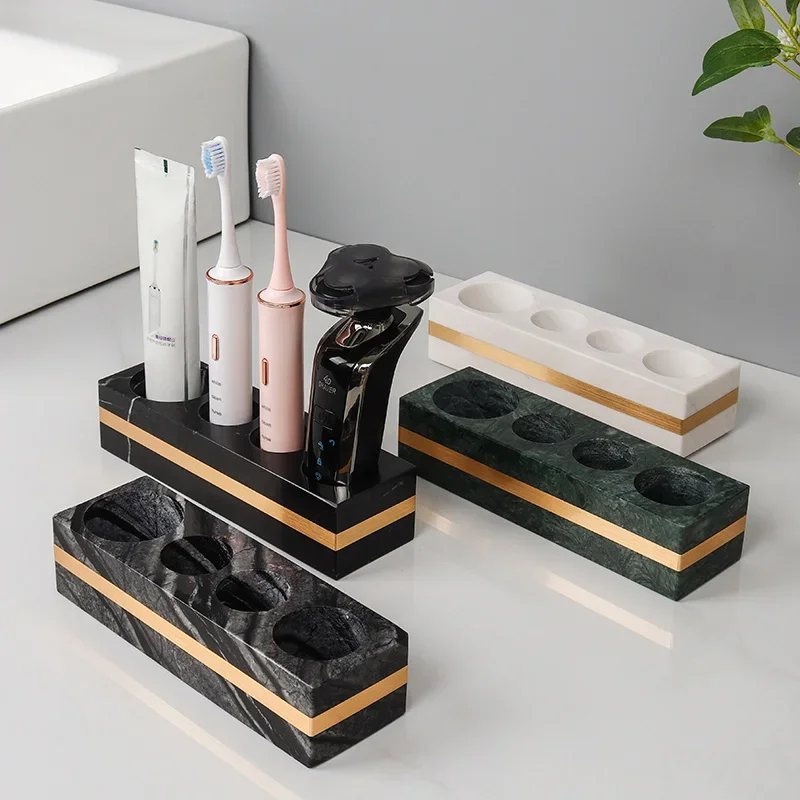 1pc Marble Electric Toothbrush Holder Toothbrush Storage Rack Handwashing Table Ornament Bathroom Accessories Toothpaste Rack