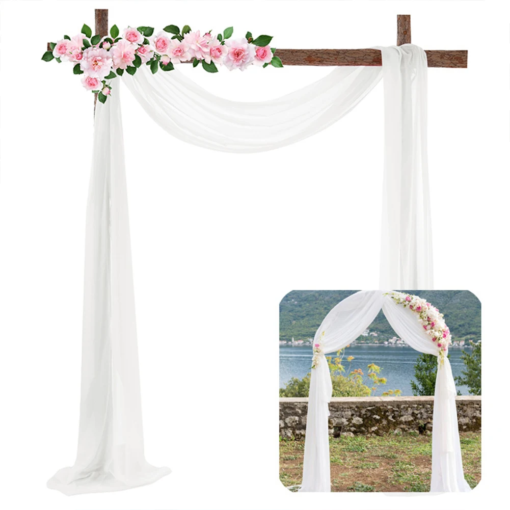 

1pc/2pcs 70*550cm Elastic Chiffon Arch Drapery For Wedding Decoration Stage Background Cloth Gauze Curtain