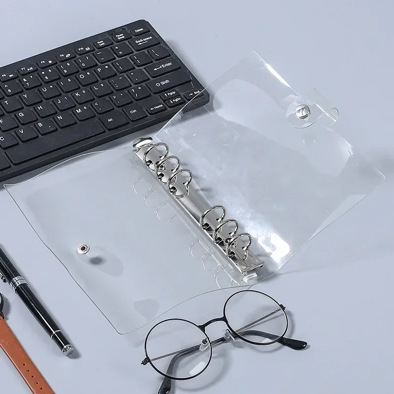 A7 A6 A5 Loose Leaf Binders Transparent Soft PVC 6 Hole Notebook Cover DIY Document Bag Clear Snap Button Close Case