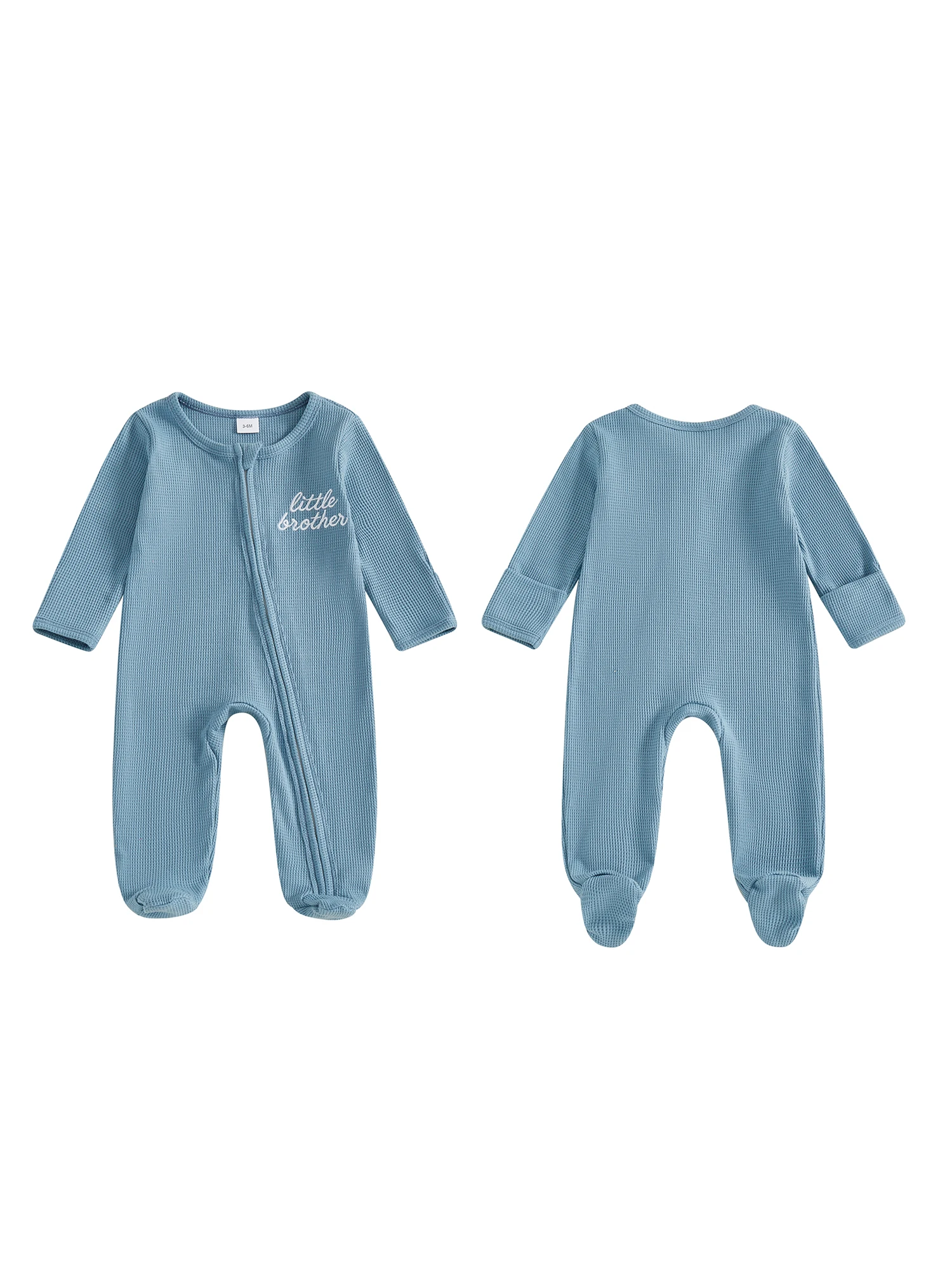 

Infant Girl s Romper with Crew Neck and Long Sleeves featuring Embroidered Letters and Footed Design for Fall Season