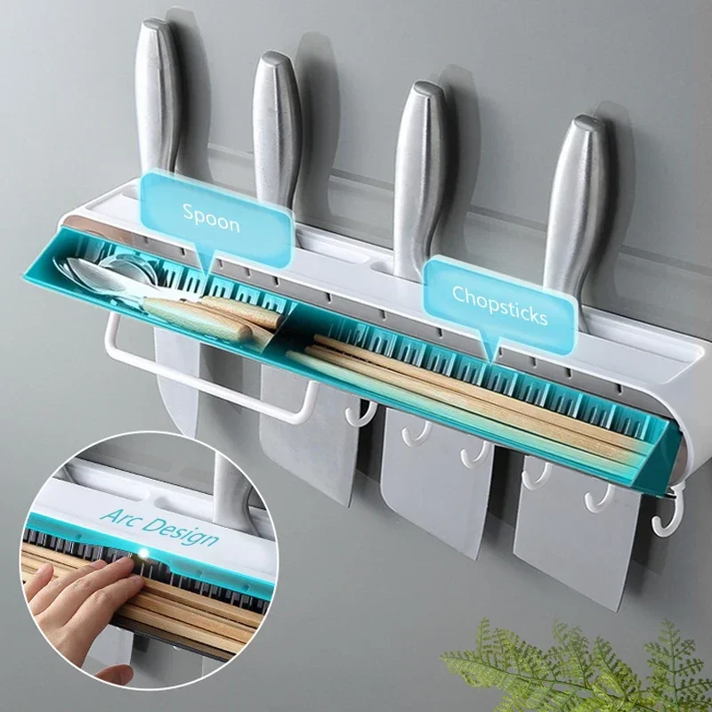 Kitchen Multifunctional Wall-Mounted Kitchen Knife Storage Container Cutlery Organizer Kitchen Knives Holder Utensils Organizer