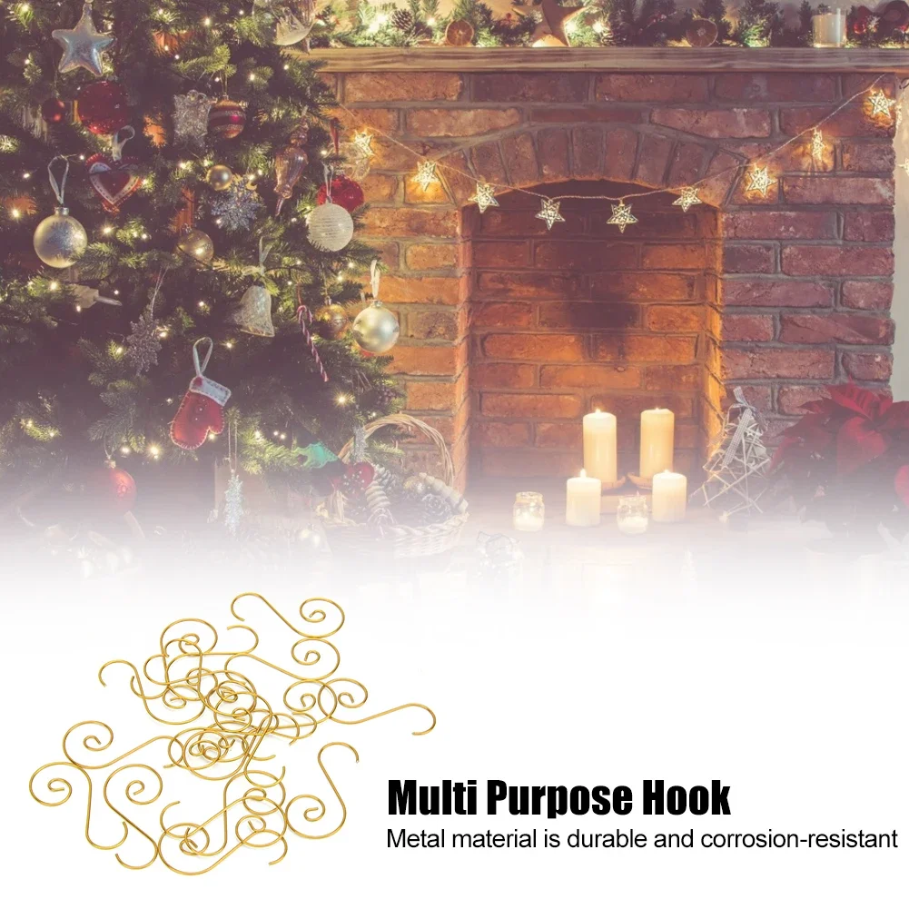 60pcs Mini Multi Purpose Metal S Shape Hooks Christmas Tree Holder Decoration