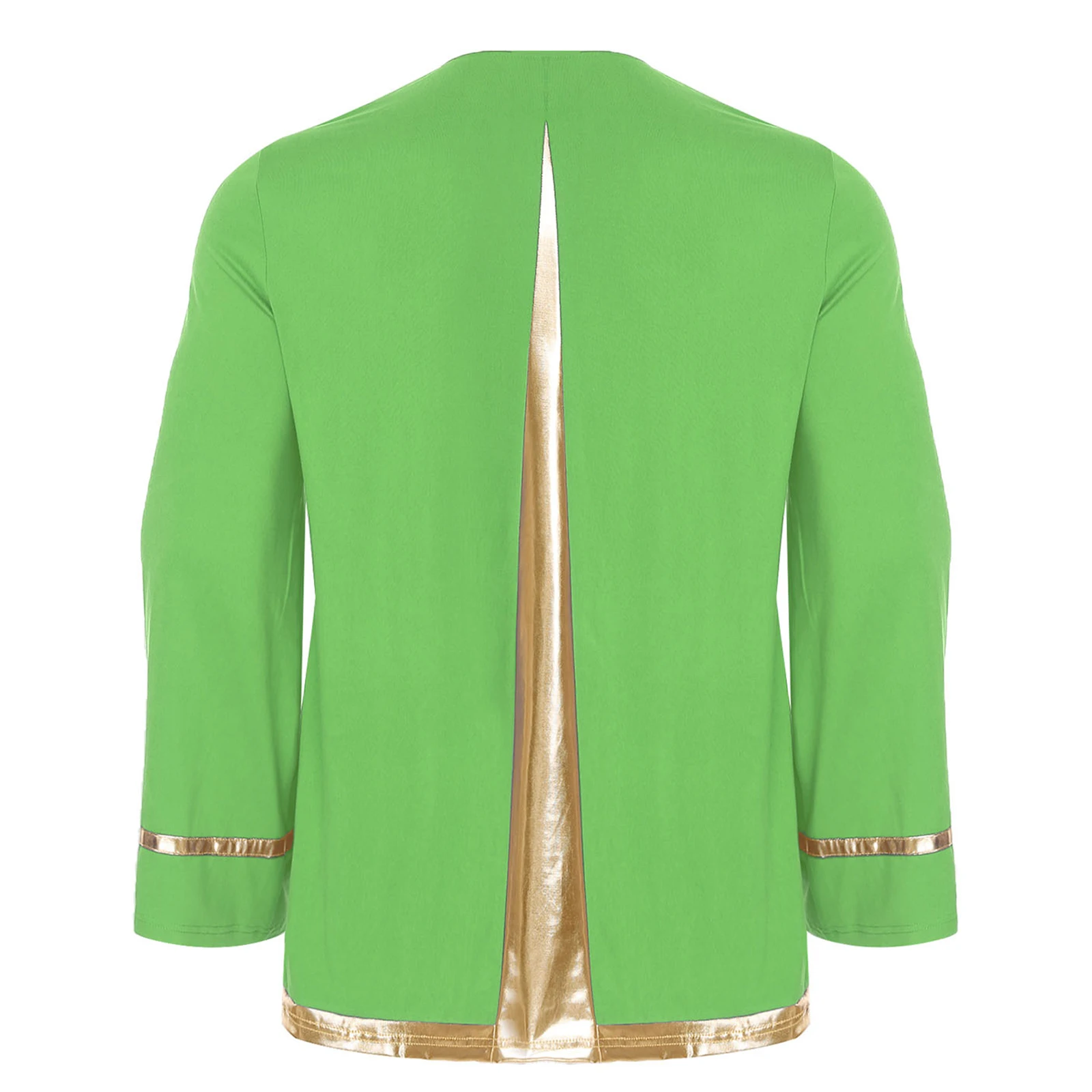 

Men Liturgical Worship Dance Costume Tops Metallic Cross Long Sleeve Pullover Shirts for Praise Dance Church Choir Performance