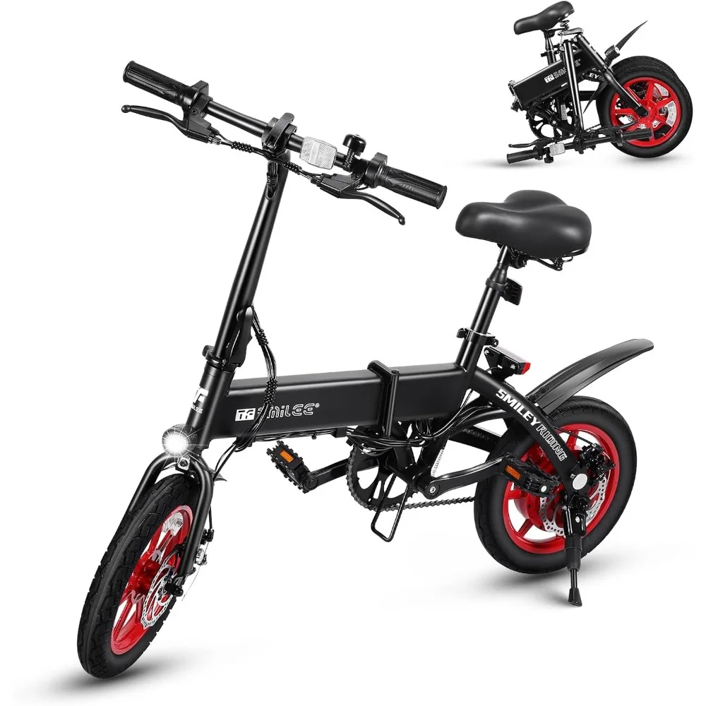 

Folding Electric Bike, 630W Peak Power, 15.5 MPHA dults Electric Bicycles, 14" Foldable Ebike for Teen 13+, 36V 8AH Battery