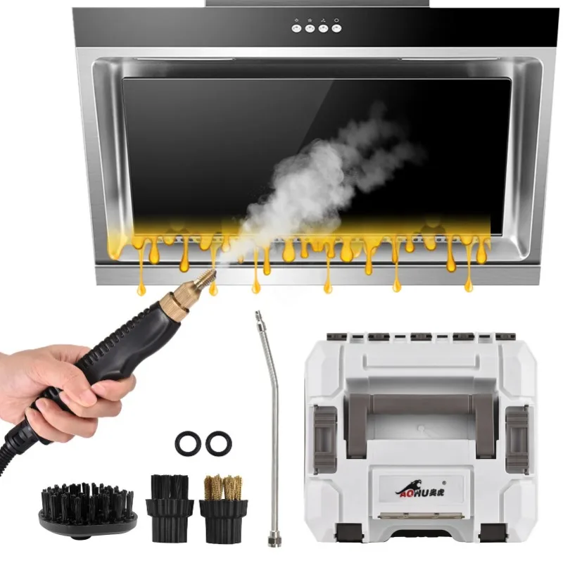 منظف بخار محمول بقدرة 2500 وات، ماكينة تنظيف بالبخار المضغوط بدرجة حرارة عالية، بدون خزان وشديدة التحمل للمطبخ