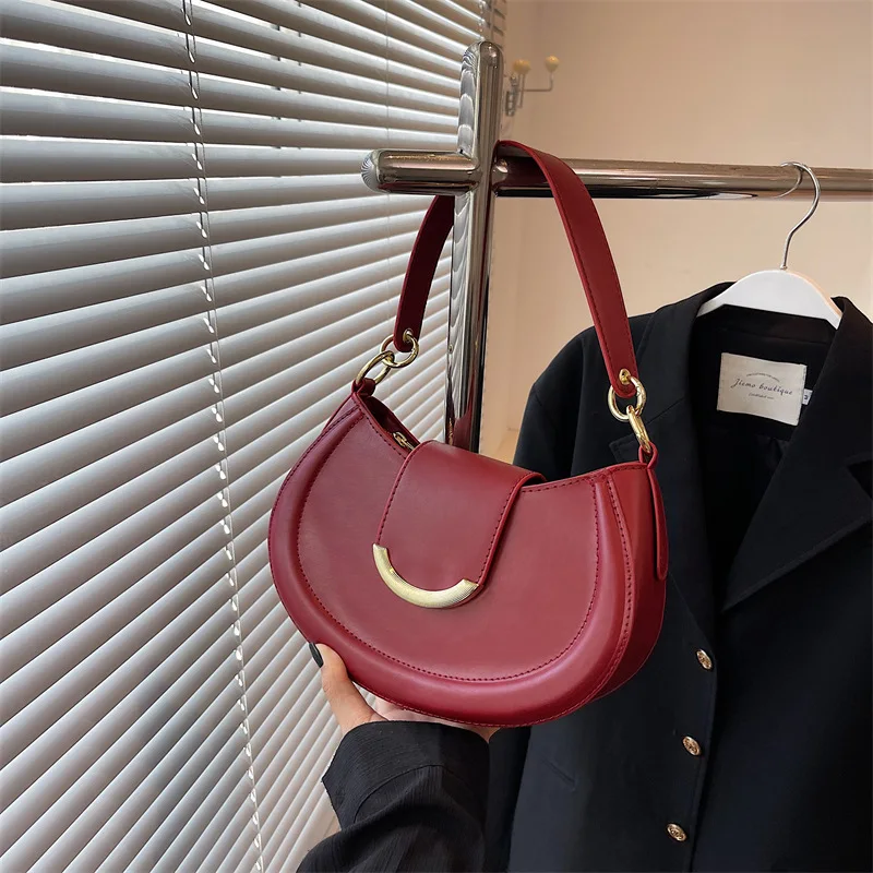 

Women's Bag 2024 New Style Retro Simple Hand Dumpling Bag Foreign Style Solid Color Texture Single Shoulder Crossbody Bag