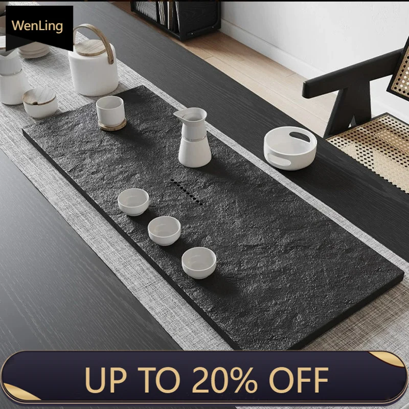 Stone Dining Tea Tray Hospitality Office Living Room Black Tableware Rectangle Long Tea Tray Kitchen Bandejas Home Decorationgs