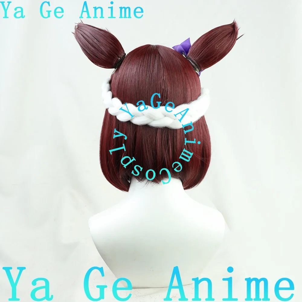 Wig Cosplay Uma Musume Pretty Derby Special Week dengan Ekor dan Hiasan Rambut, Cocok untuk Pesta Halloween dan Karnaval, Rambut Sintetis