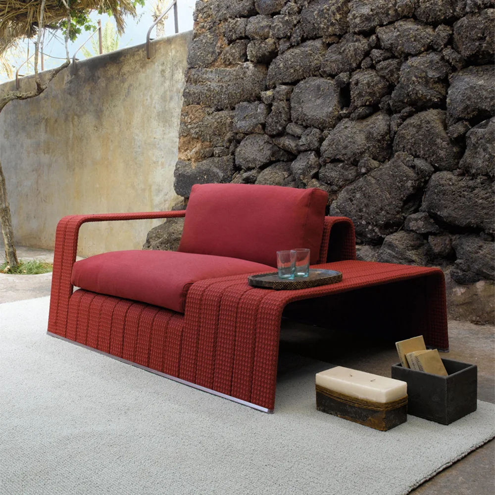 

Outdoor rattan sofa courtyard villa open-air lazy lounge chair Nordic casual coffee table garden balcony open-air furniture