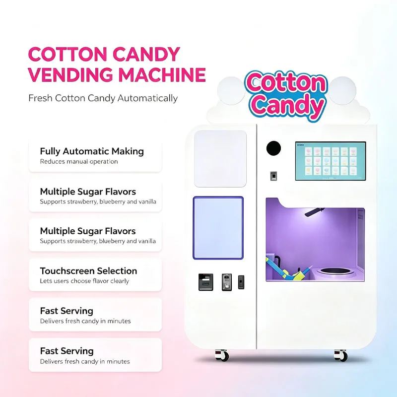 Cotton Candy Vending Machine Automatic Smart Vending Equipment For Candy Store Mall Customized