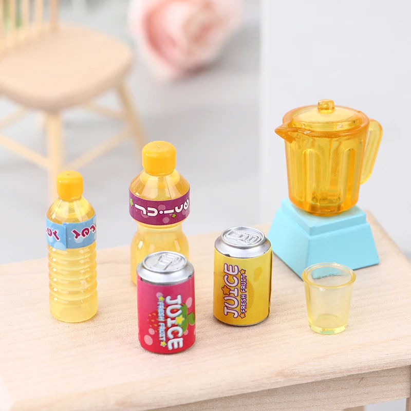 Exprimidor de botellas de bebida para casa de muñecas, modelo 1/12, muebles de cocina en miniatura, decoración, Micro escena, accesorio de construcción, 6 piezas por juego