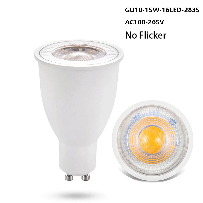 Imagem -03 - Led Cob Spotlight para Iluminação Doméstica sem Lâmpada de Iluminação Flicker Luzes Brancas Frias e Quentes Gu10 10w 15w 220v 230v 240v 10 Unidades por Lote