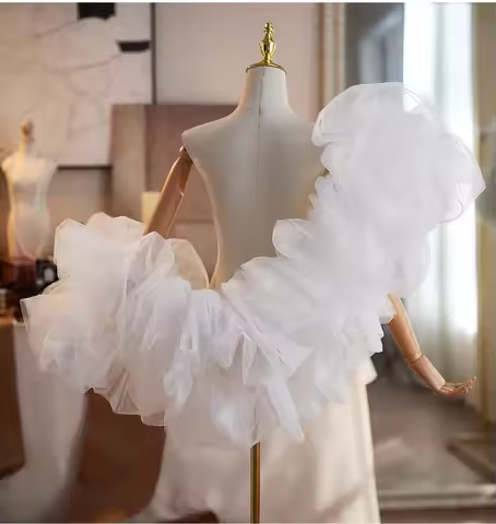 New ivory ruffle prom evening dress Shawl wrap Hand Sleeves Performance wrap cosplay Diy accessories