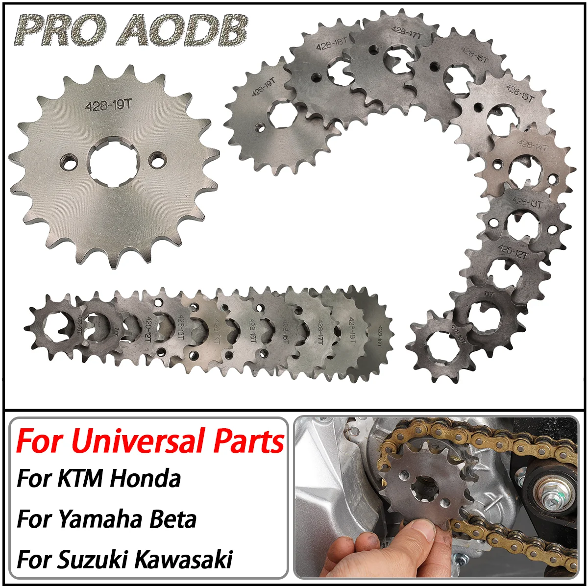 

428-17mm 20mm 19 18 17 16 15 14 13 12 11 10T Teeth Front Engine Chain Sprocket For Dirt Bike Motorcycle Monkey ATV Quad Go Kart