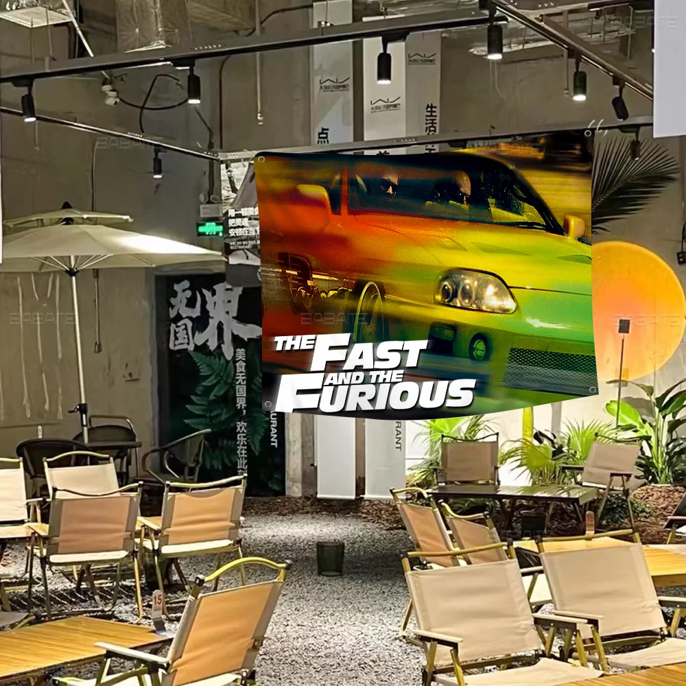 F-Fast and Furious Banner Art Printing Japanese Wall Flag Anime Wall Hanging Home Decor